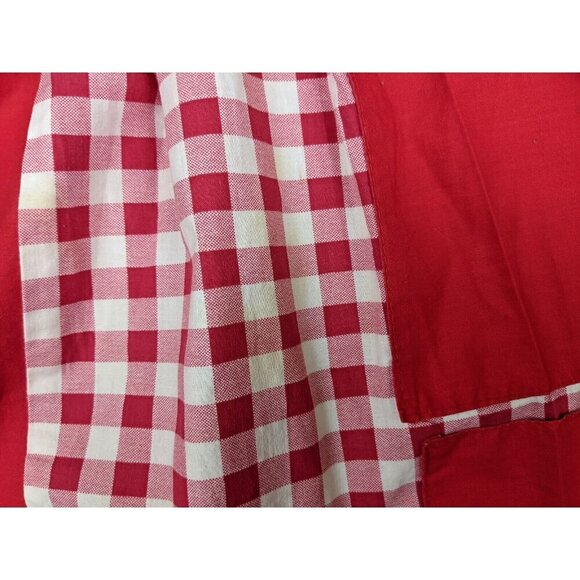 VINTAGE WOMEN'S RED PLAID HALF APRON - FRUIT BOWL - POCKETS - Picture 14 of 16